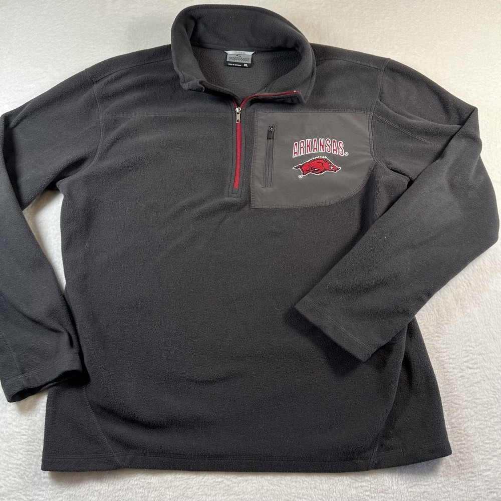 Arkansas Razorbacks Fleece Mens XL Gray NCAA Football Quarter Zip Colosseum